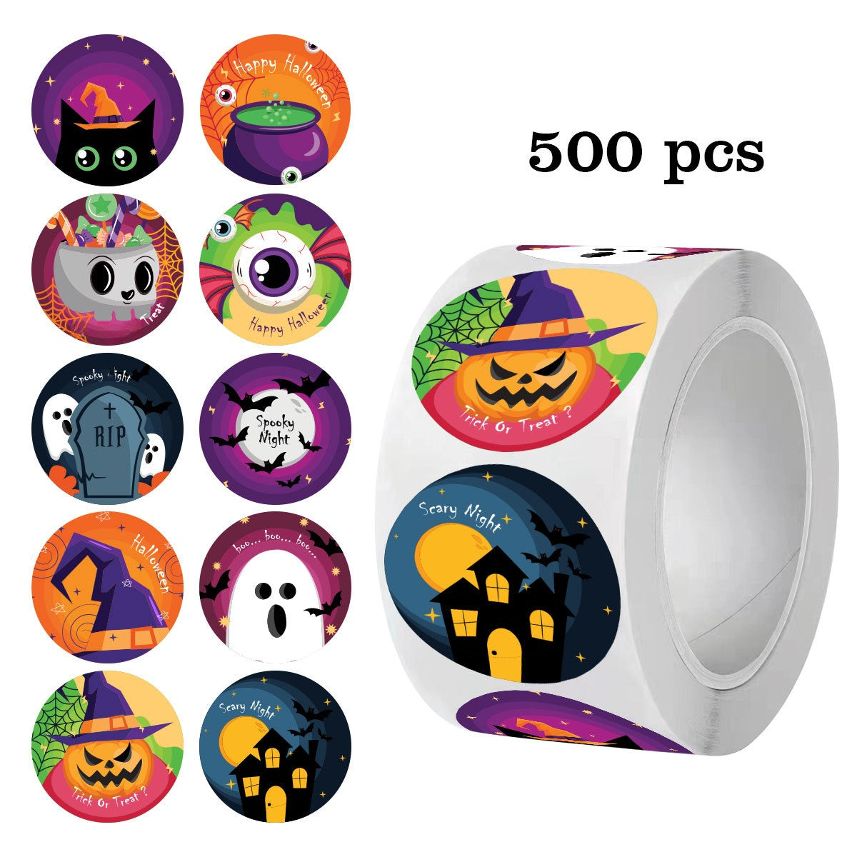 Halloween Pattern PVC Self-Adhesive Stickers For Festival Decoration