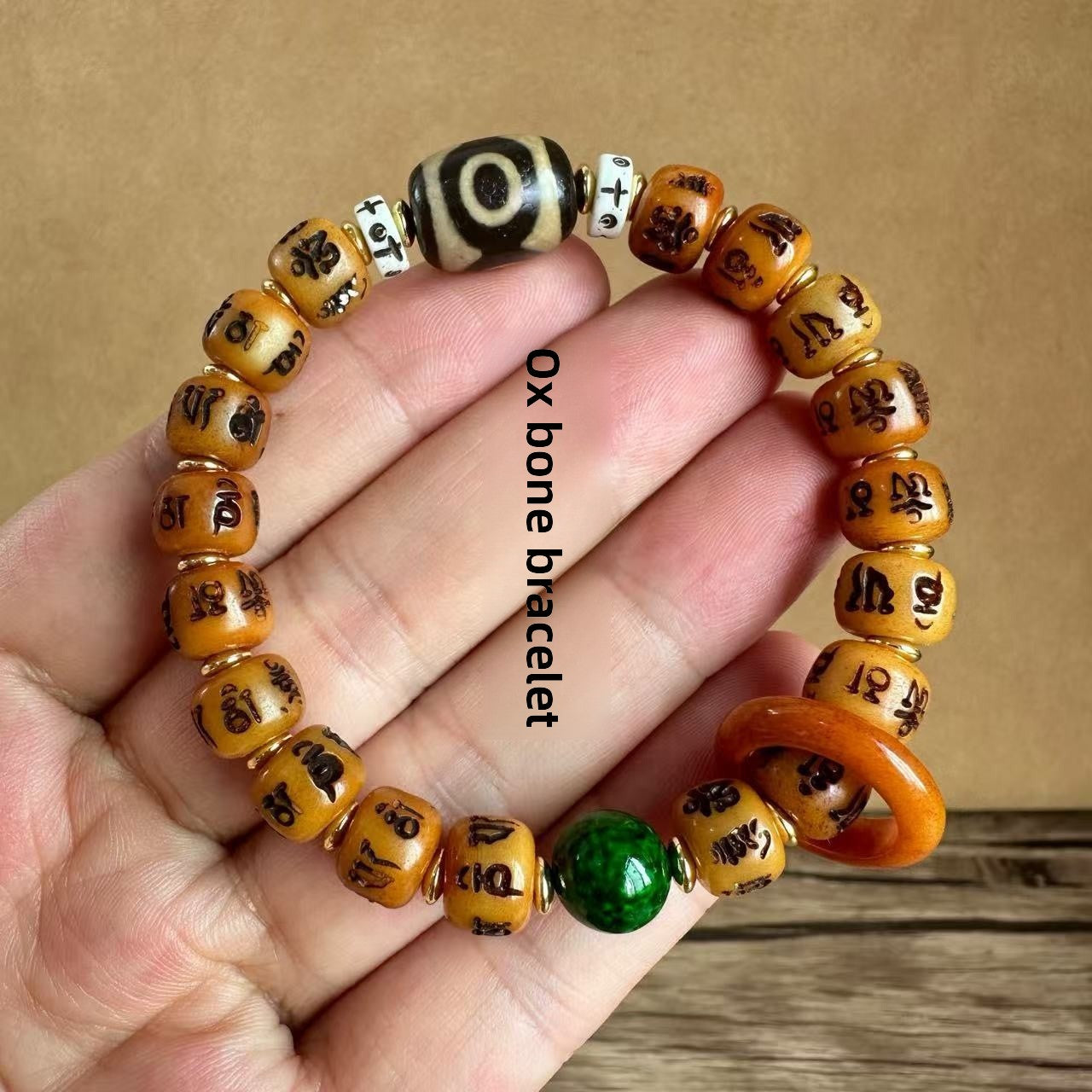 Ethnic Style Unisex Rosary Bracelet With Alloy Pendant Featuring Carving Craftsmanship, Perfect For Festival Wear