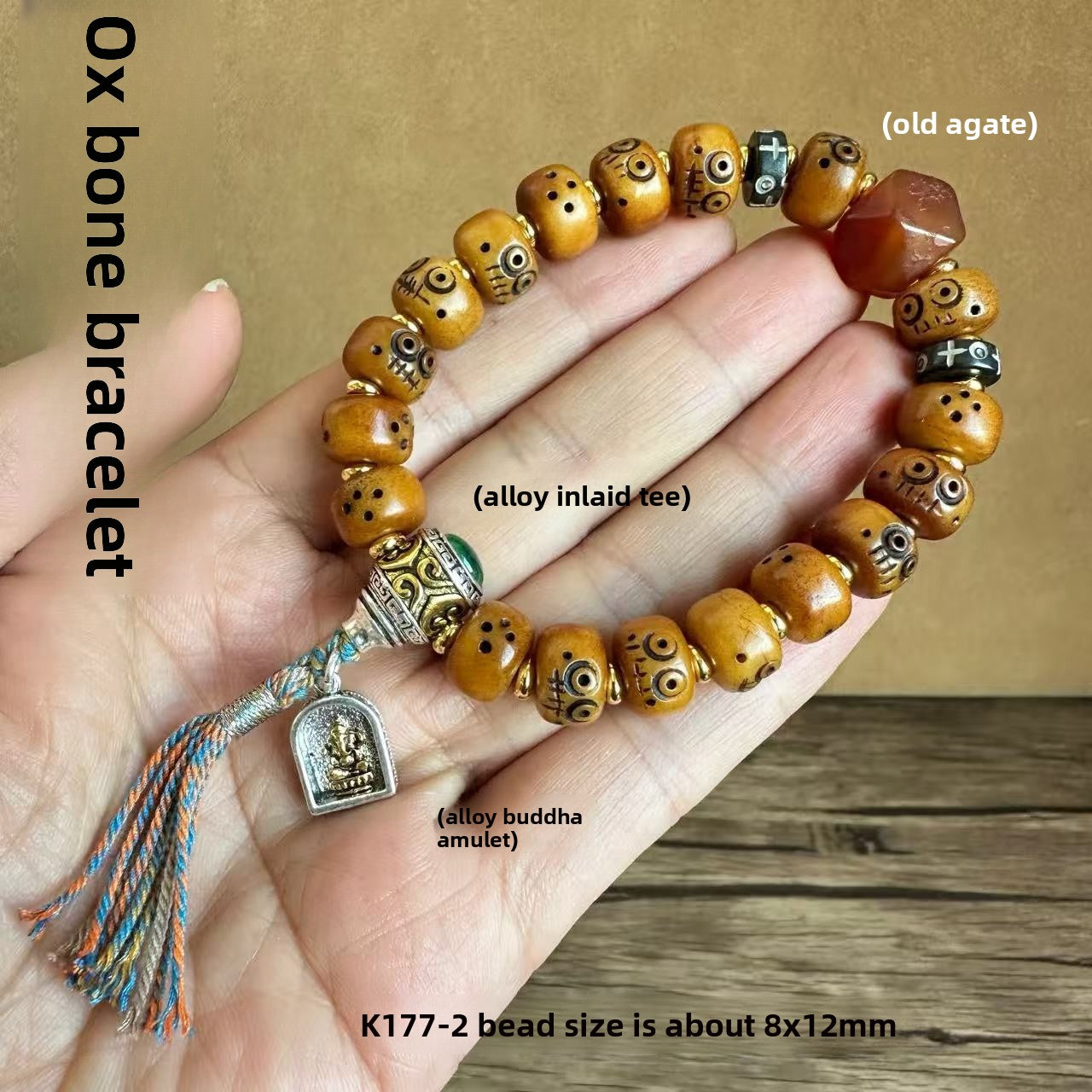 Ethnic Style Unisex Rosary Bracelet With Alloy Pendant Featuring Carving Craftsmanship, Perfect For Festival Wear