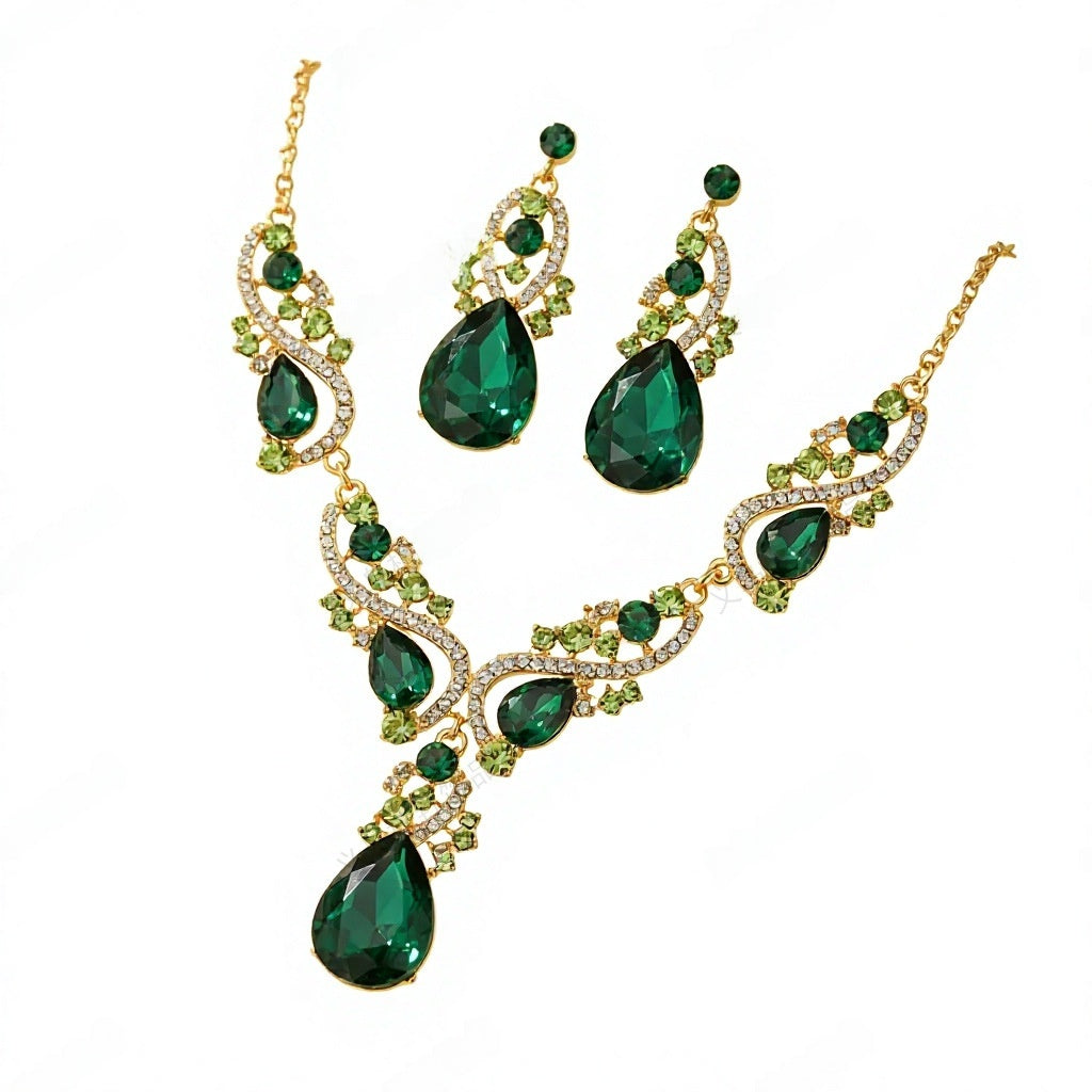 Handmade Multicolor Rose Jewelry Set For Women In Alloy With Rhinestone Inlay