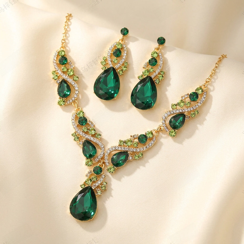 Handmade Multicolor Rose Jewelry Set For Women In Alloy With Rhinestone Inlay