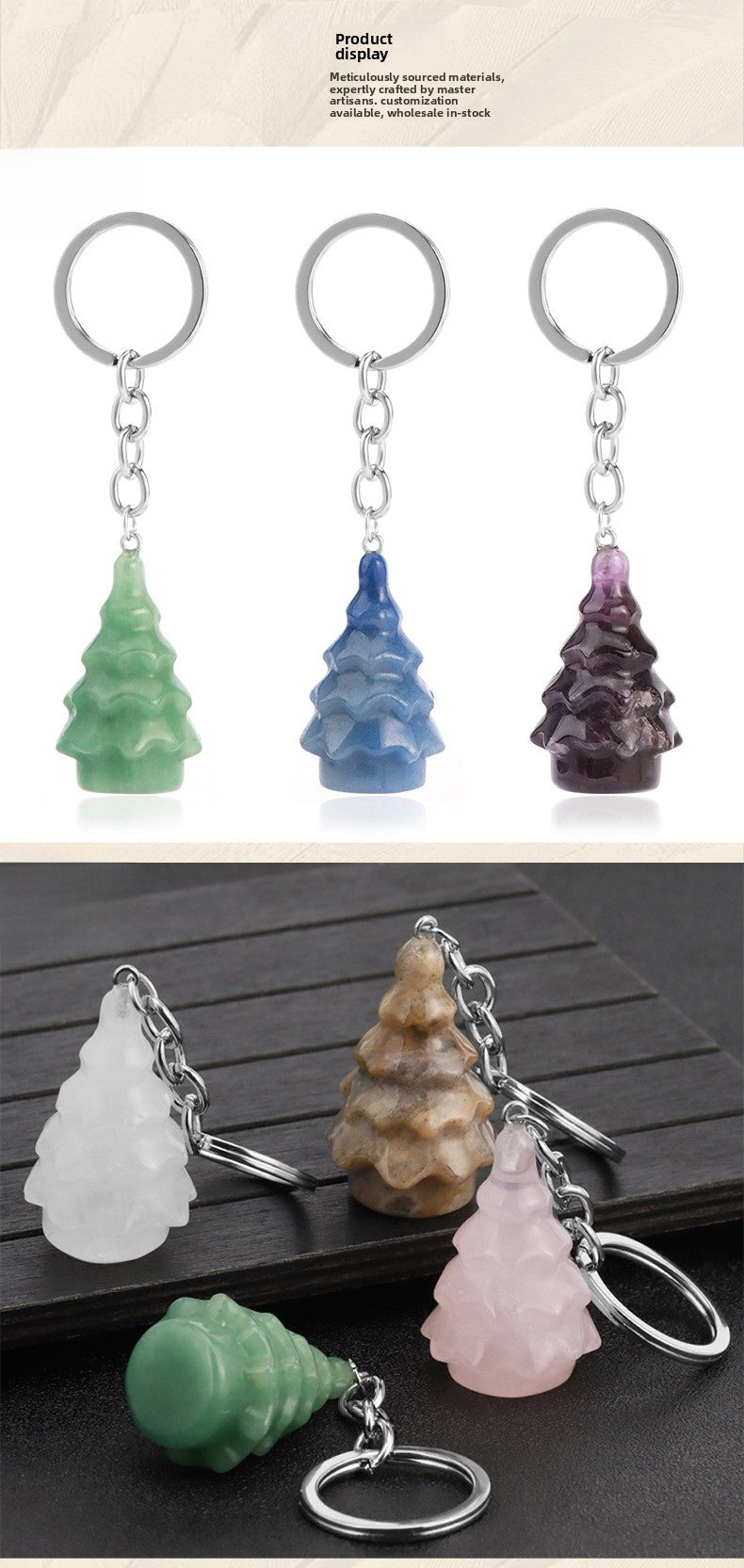 Christmas Tree Key Chain In Alloy With Multicolor Crystal Inlay, Festive Holiday Accessory