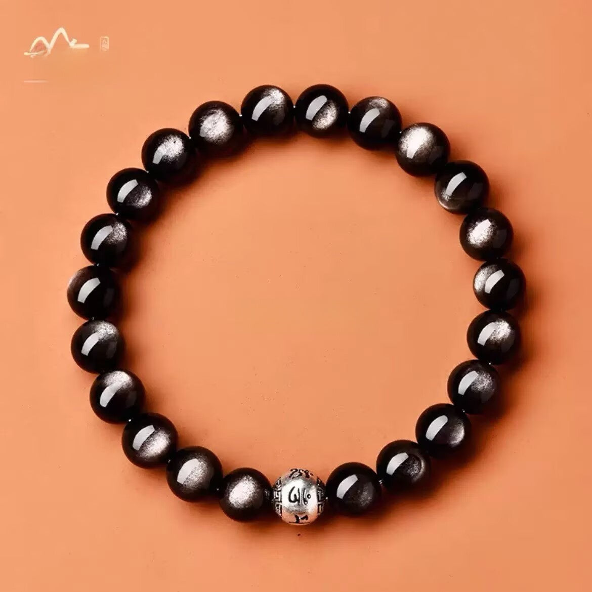 Handmade Round Obsidian Bracelet For Unisex, Dyed Black, Perfect For Festival Wear