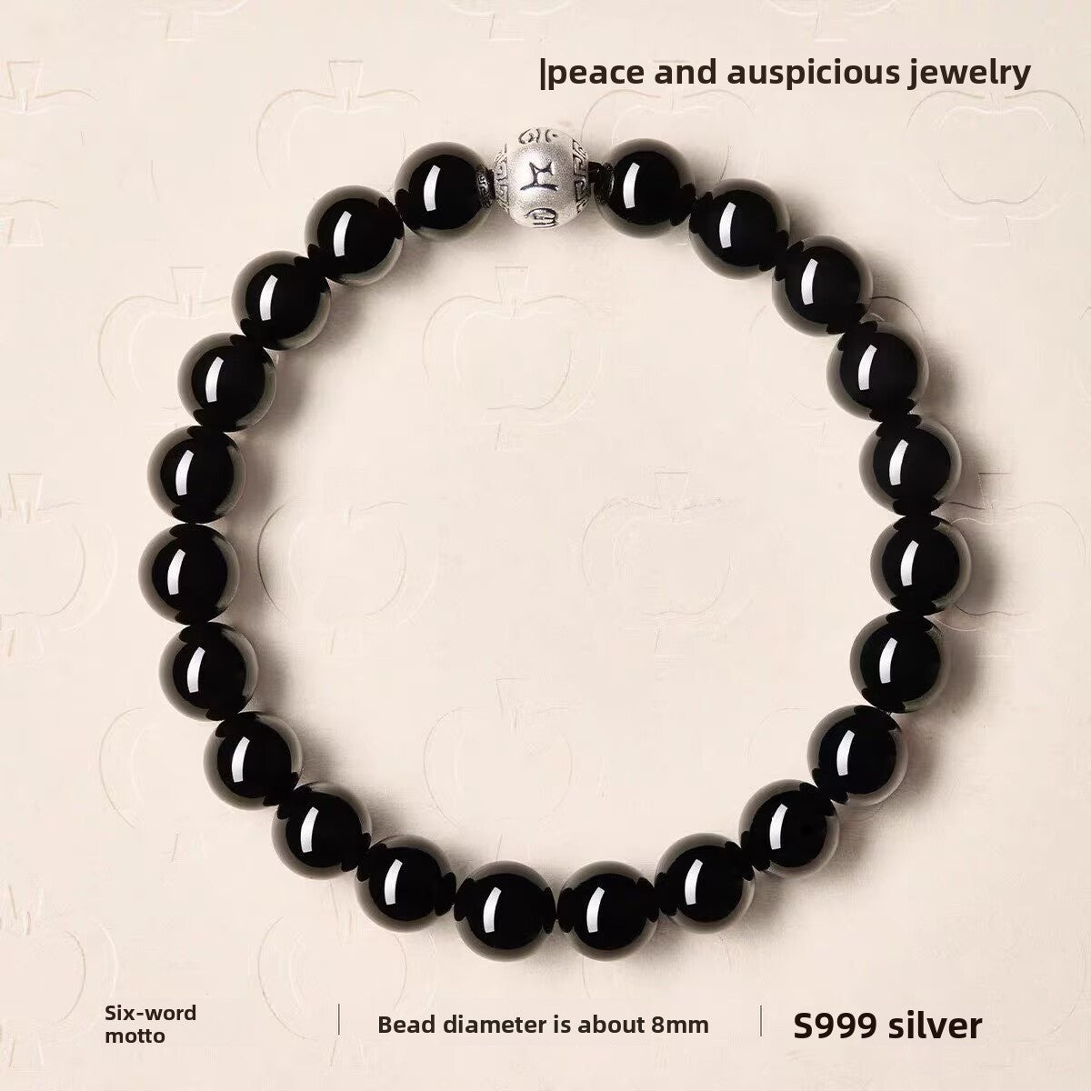 Handmade Round Obsidian Bracelet For Unisex, Dyed Black, Perfect For Festival Wear