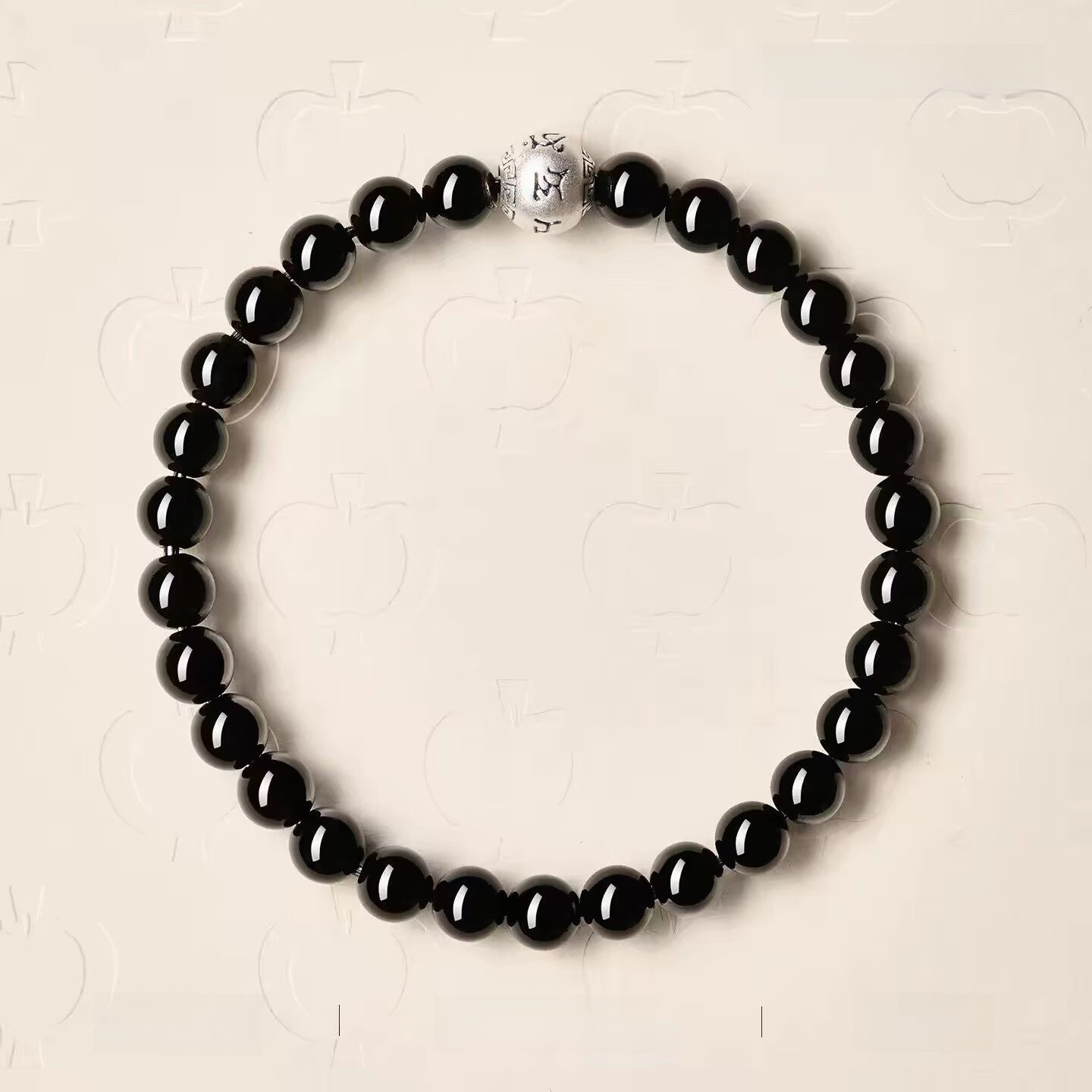 Handmade Round Obsidian Bracelet For Unisex, Dyed Black, Perfect For Festival Wear