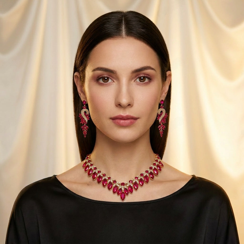 Luxurious Water Droplets Jewelry Set For Women In Alloy With Rhinestone Inlay, 1 Set
