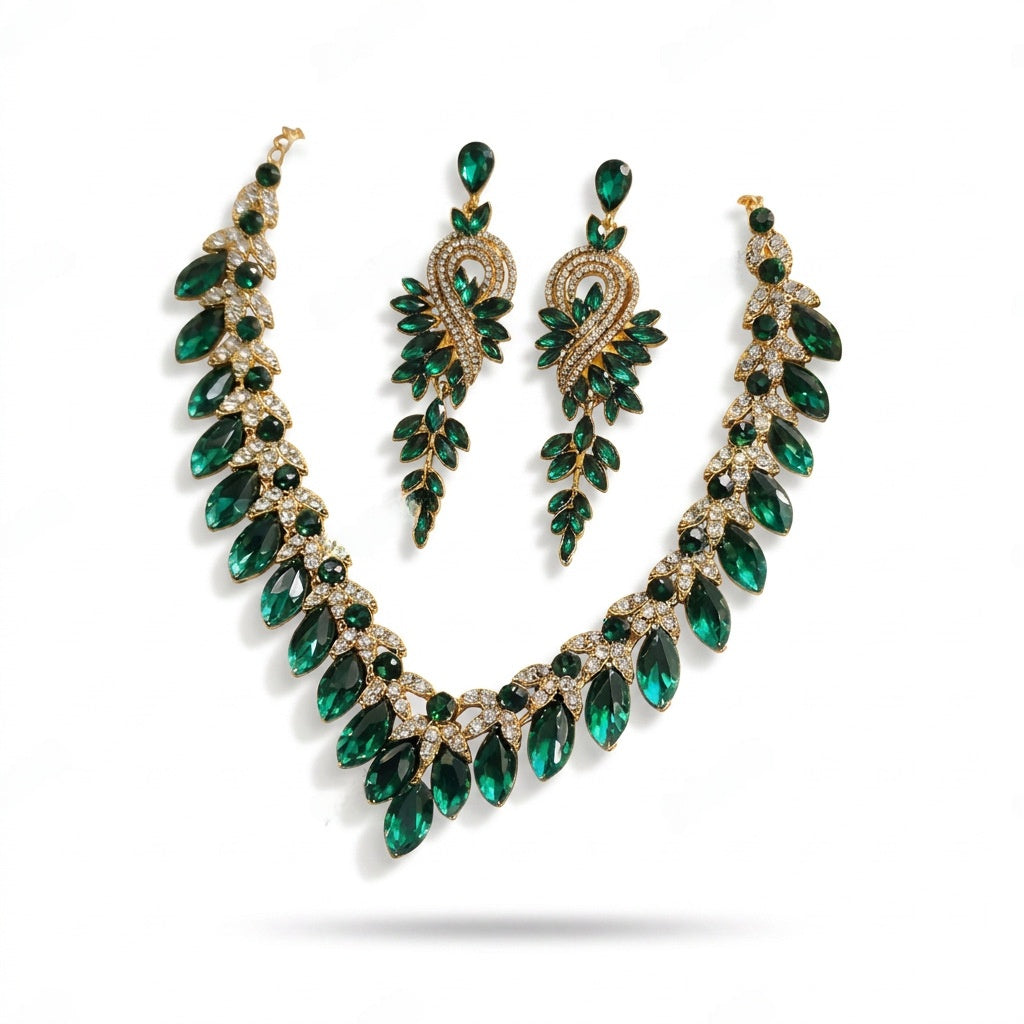 Luxurious Water Droplets Jewelry Set For Women In Alloy With Rhinestone Inlay, 1 Set