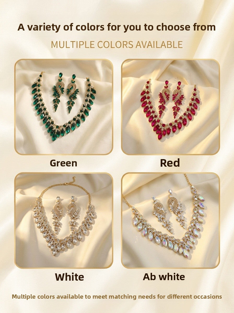 Luxurious Water Droplets Jewelry Set For Women In Alloy With Rhinestone Inlay, 1 Set