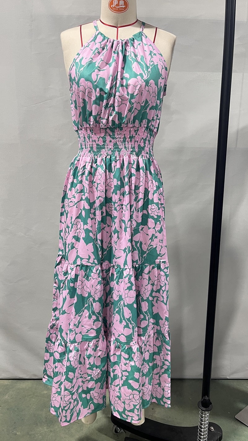 Elegant Sleeveless Strap Dress With Halter Neck In 4-Way Stretch Fabric, Perfect For Travel