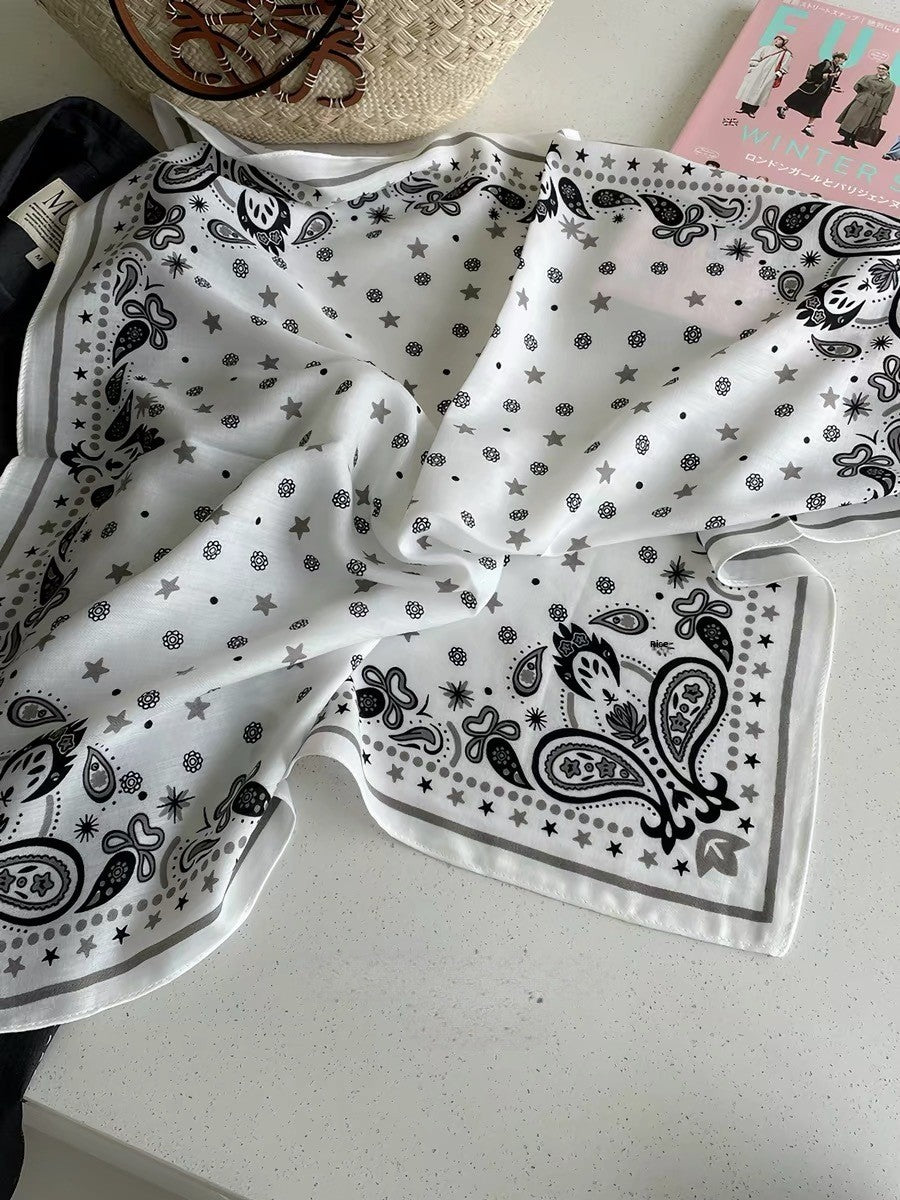 French Style Cashew Nuts Bandana In Caramel Flannel, Perfect For Spring Wear