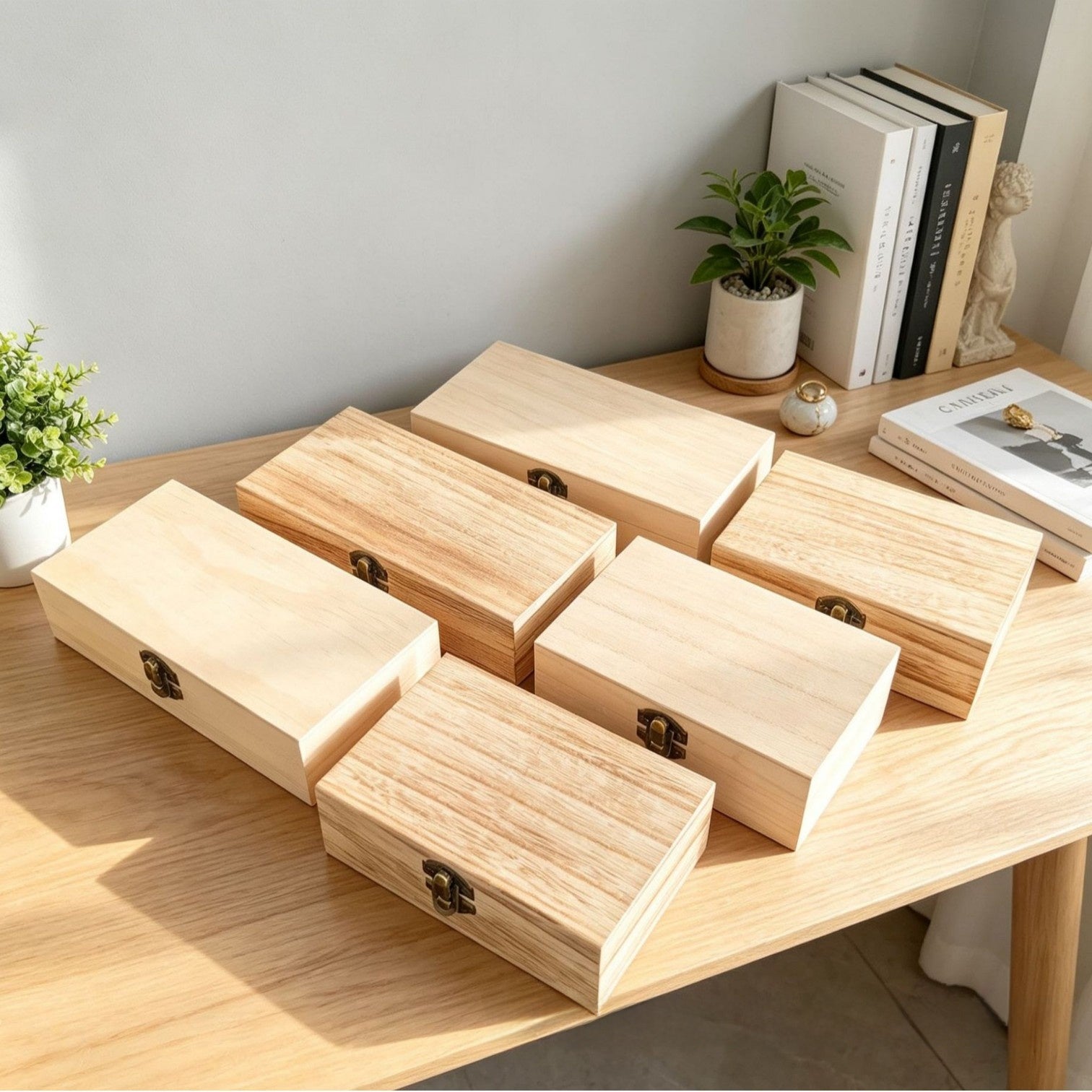 Modern Style Solid Wood Storage Box In Solid Color For Organized Living