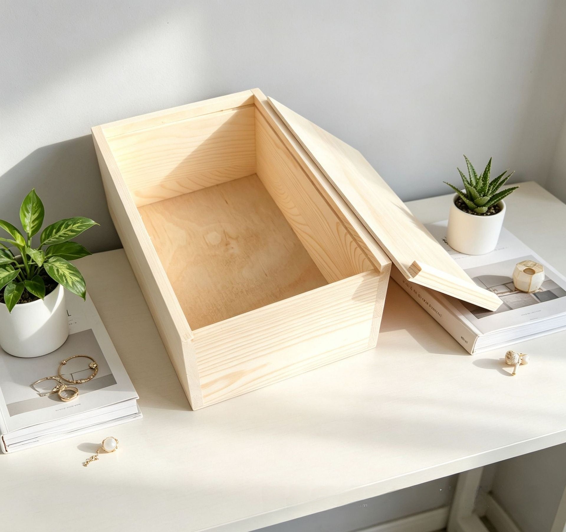 Modern Style Solid Wood Storage Box In Solid Color For Organized Living