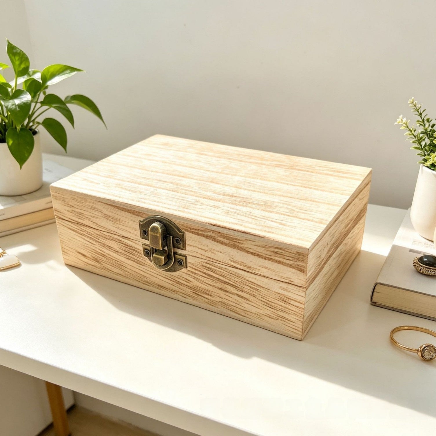 Modern Style Solid Wood Storage Box In Solid Color For Organized Living