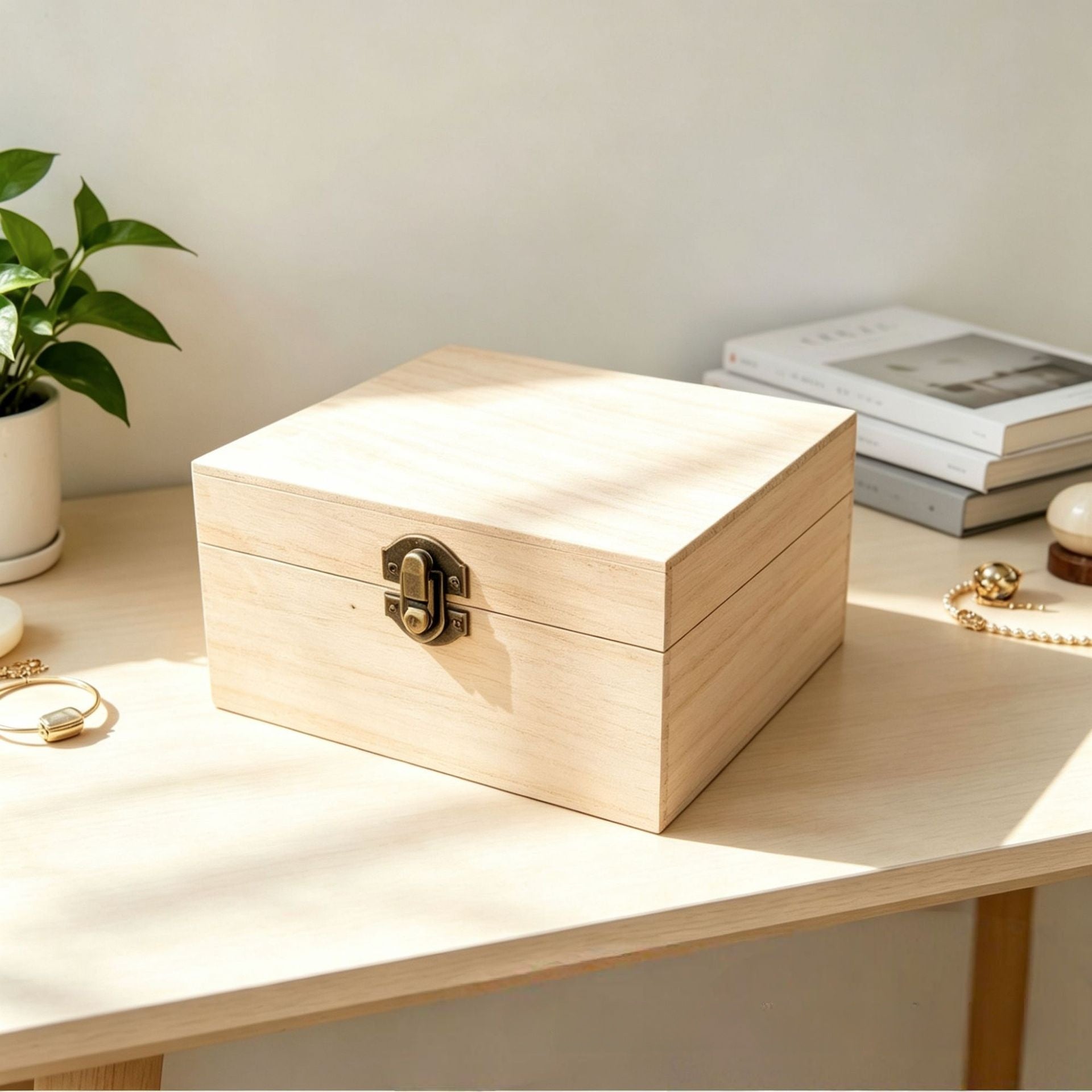 Modern Style Solid Wood Storage Box In Solid Color For Organized Living
