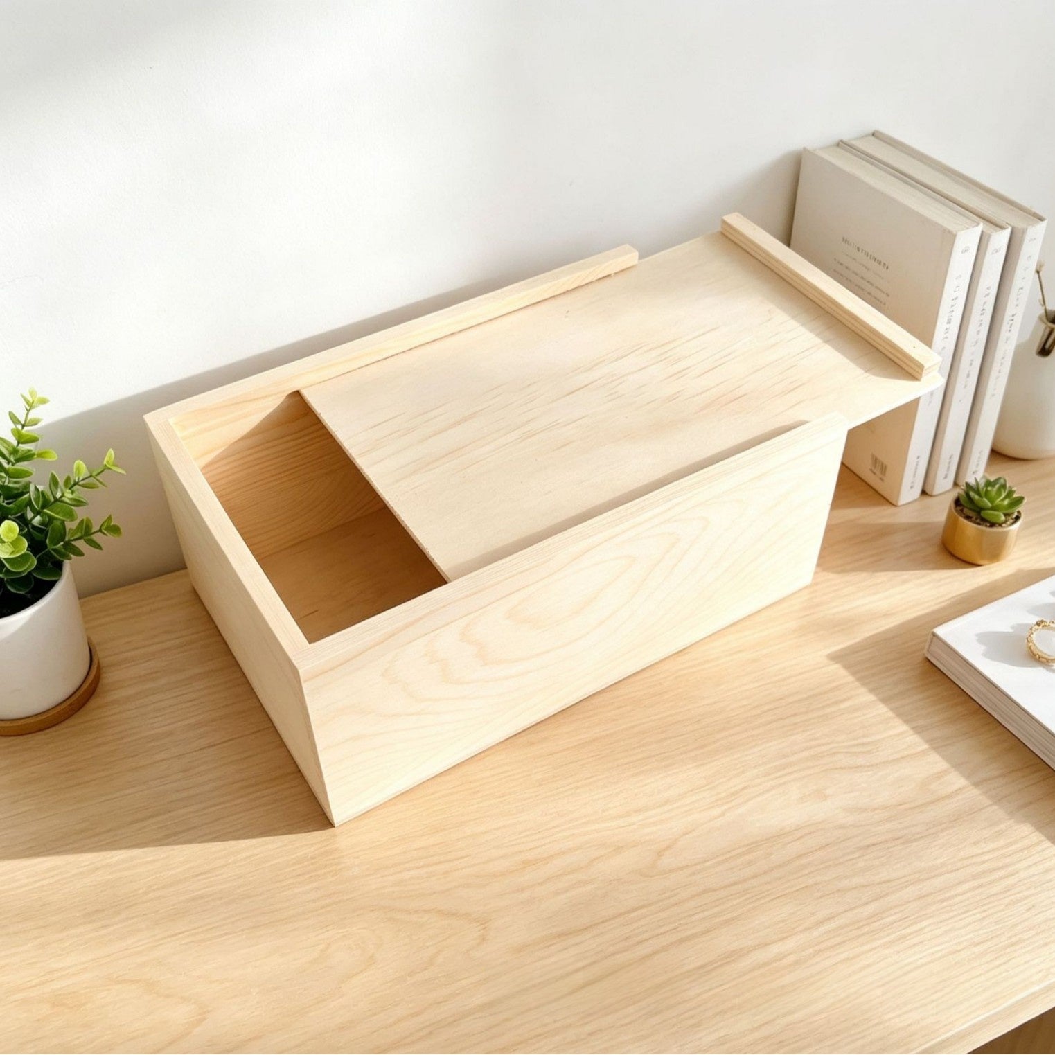 Modern Style Solid Wood Storage Box In Solid Color For Organized Living