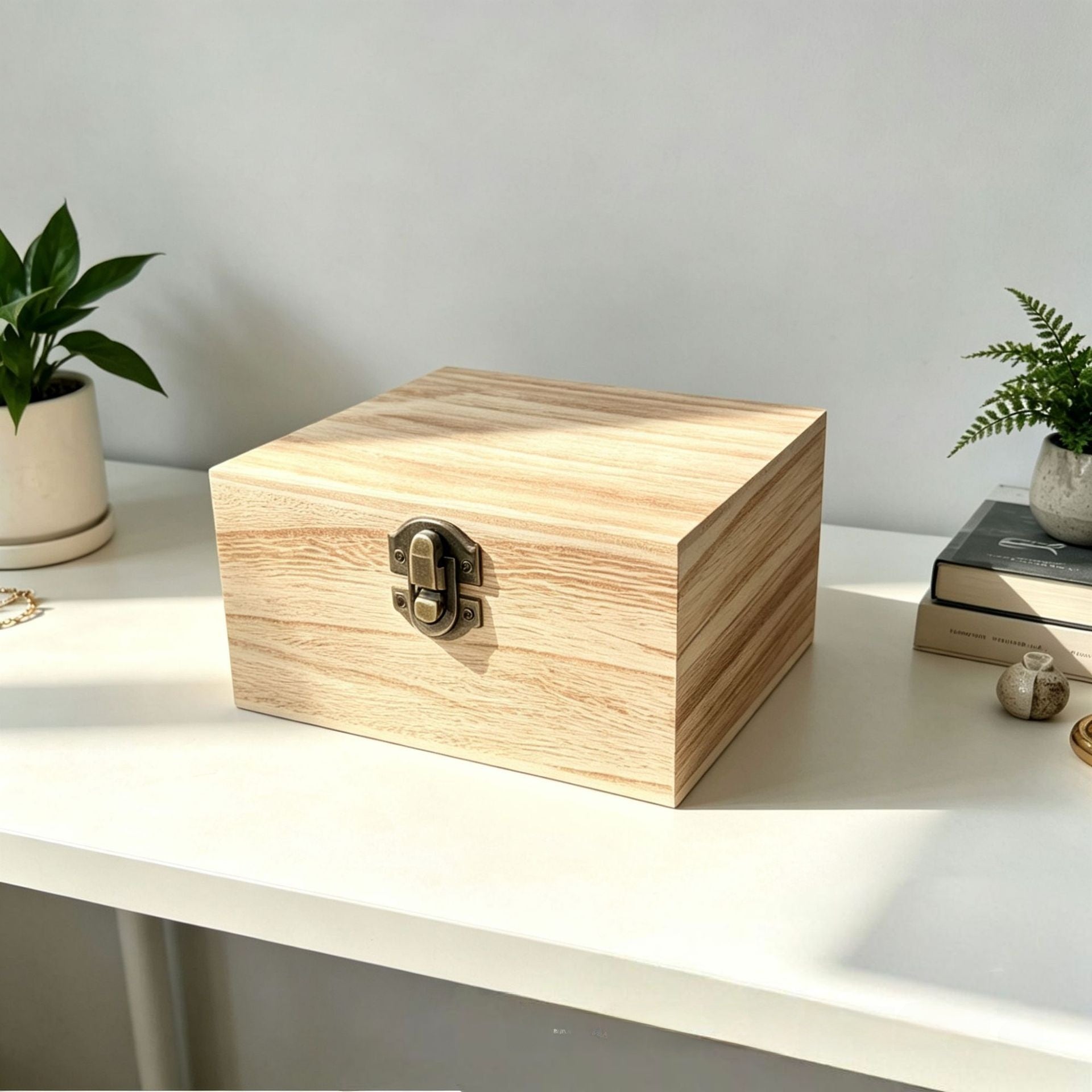 Modern Style Solid Wood Storage Box In Solid Color For Organized Living