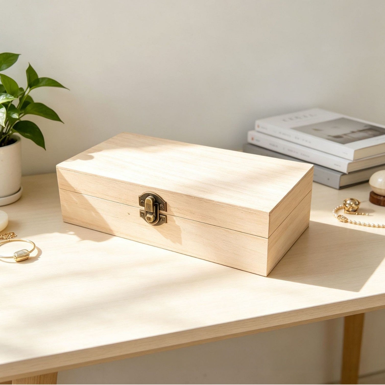 Modern Style Solid Wood Storage Box In Solid Color For Organized Living