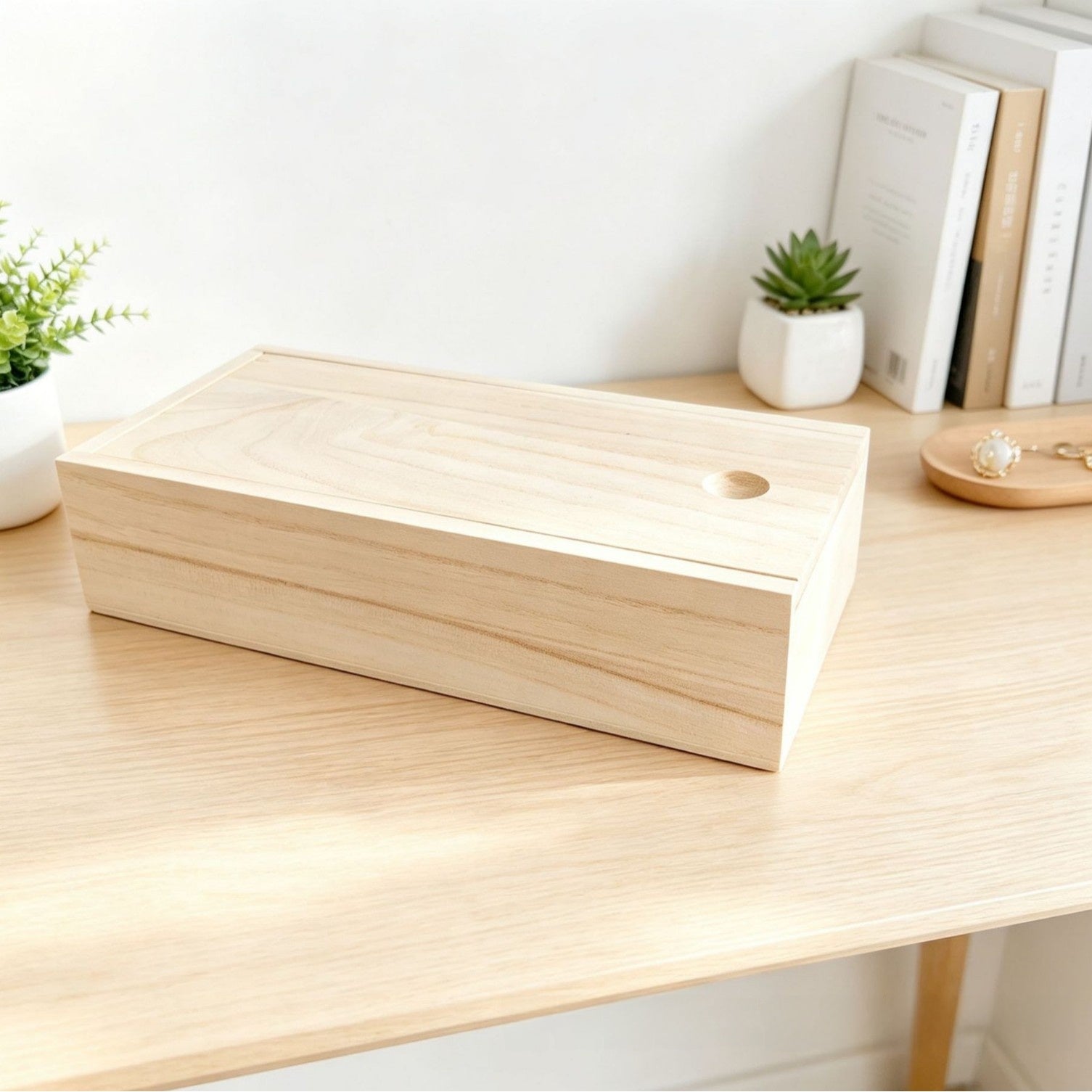 Modern Style Solid Wood Storage Box In Solid Color For Organized Living