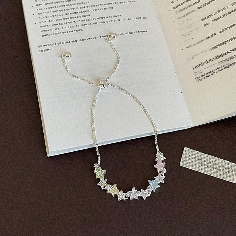 Butterfly Drawstring Bracelet For Women With Rope Chain And Rhinestone Pendant In Sweet Style
