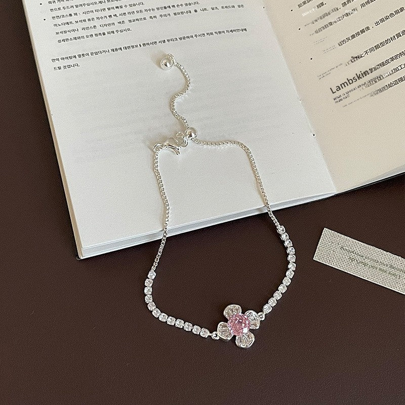 Butterfly Drawstring Bracelet For Women With Rope Chain And Rhinestone Pendant In Sweet Style