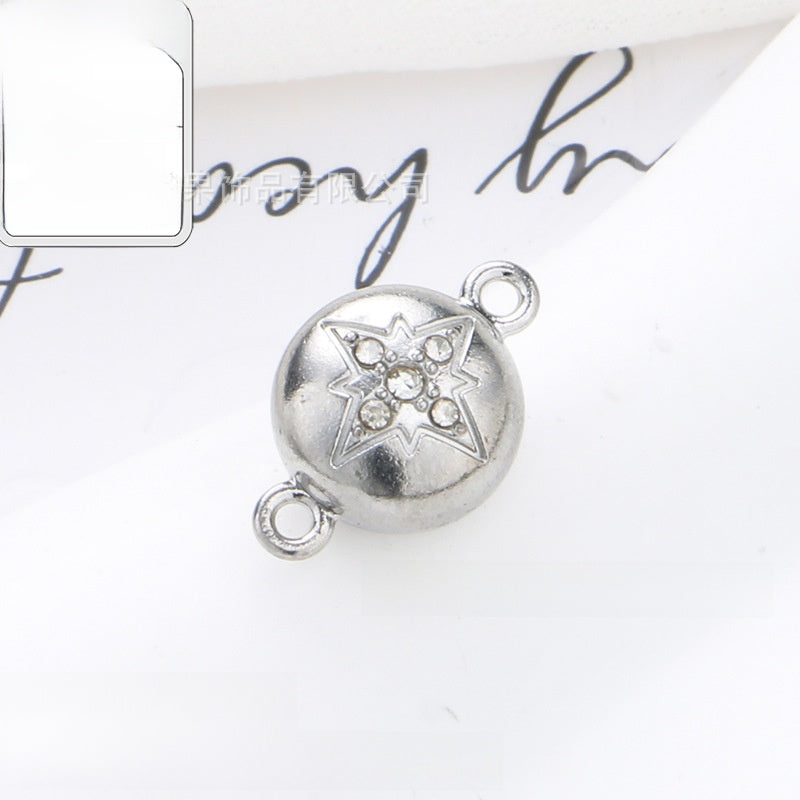 18K Real Gold Plated 304 Stainless Steel Cord End Cap With Magnetic Clasp Closure, Electroplated, Sweet Style Jewelry Accessory In Gold