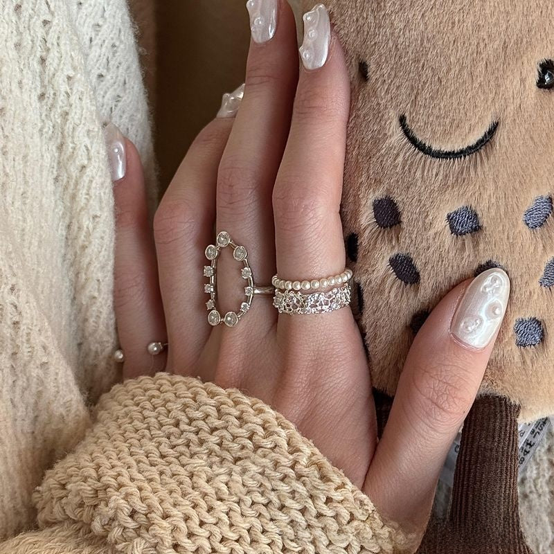 Lace For Women Alloy Rings Featuring Rhinestones With Electroplated Finish