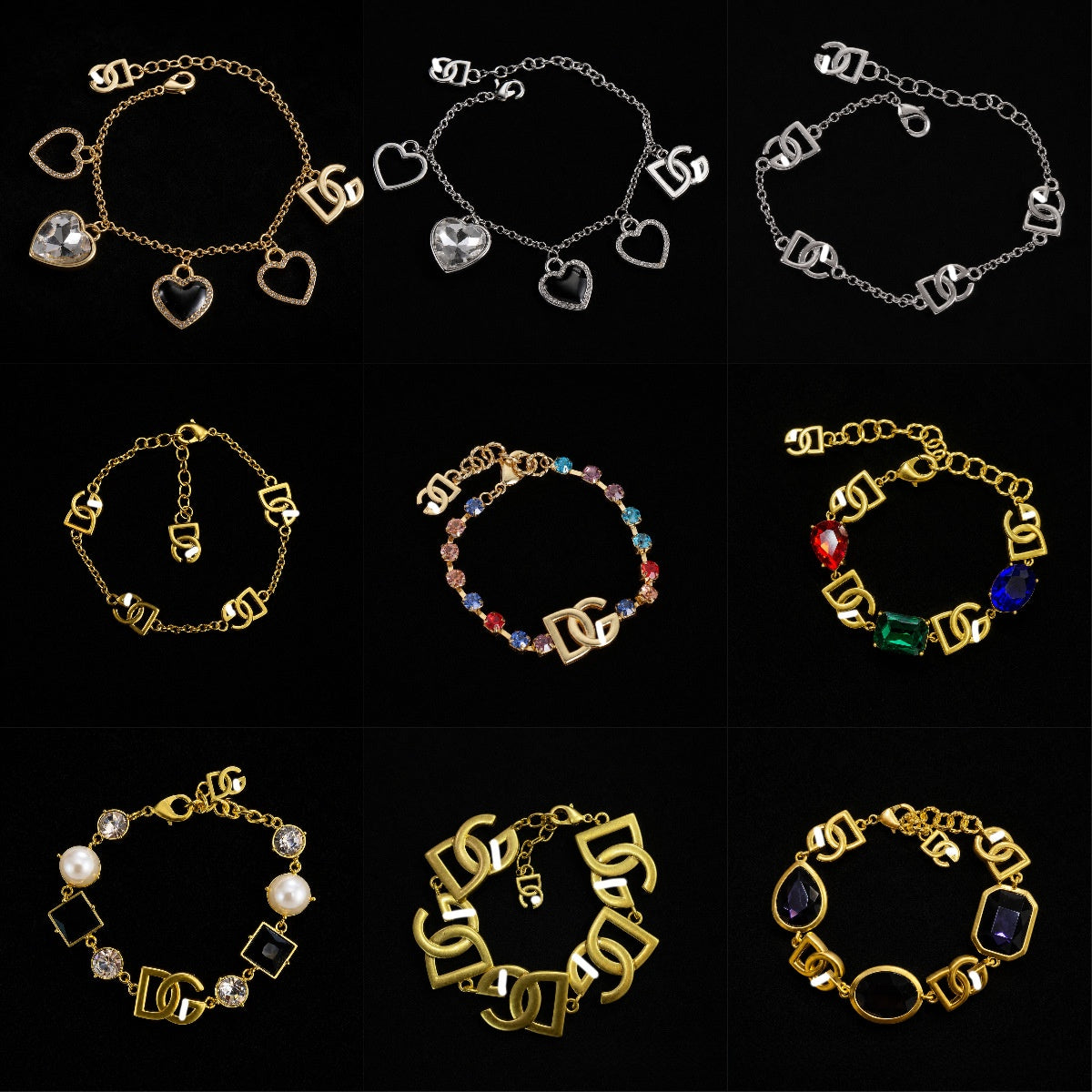 Heart Shape Brass Bracelet For Women With Zircon Inlay, Electroplated And Golden Plated Finish