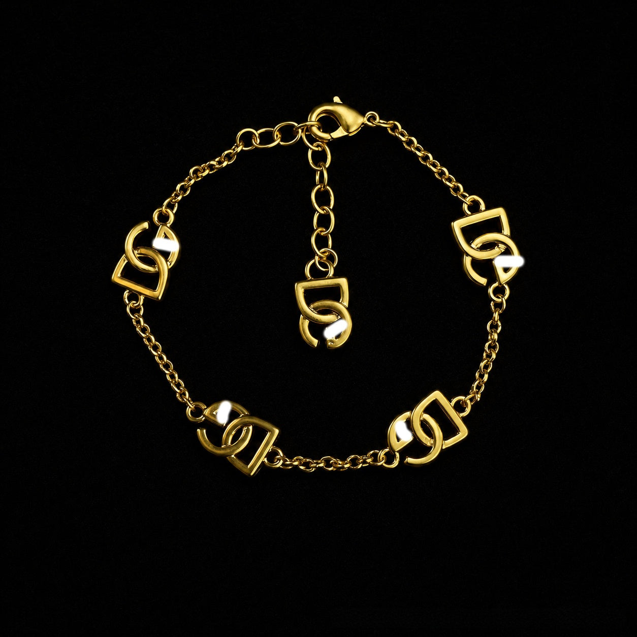 Heart Shape Brass Bracelet For Women With Zircon Inlay, Electroplated And Golden Plated Finish