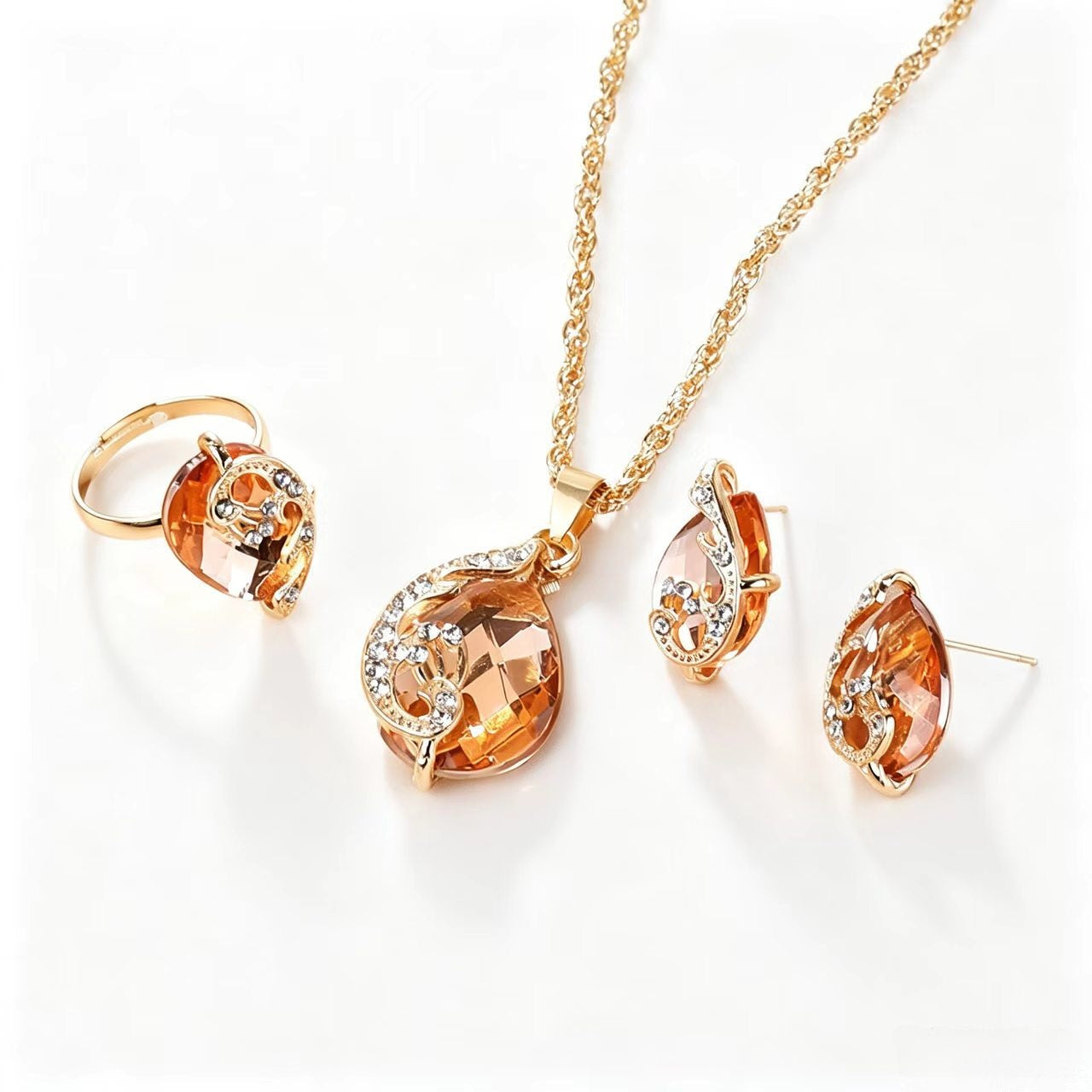 Peacock Jewelry Set For Women In New Style Featuring Electroplated Alloy With Crystal Inlay And Twisted Rope Chain