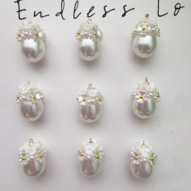 Handmade Imitation Pearl Flower Pendant, 1 PCS Package, Chinoiserie Style Jewelry Accessory From China