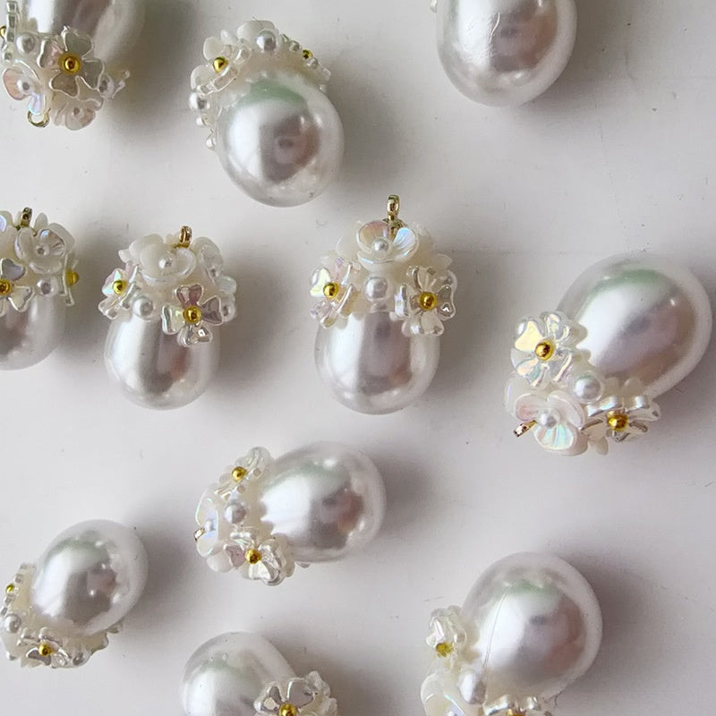 Handmade Imitation Pearl Flower Pendant, 1 PCS Package, Chinoiserie Style Jewelry Accessory From China