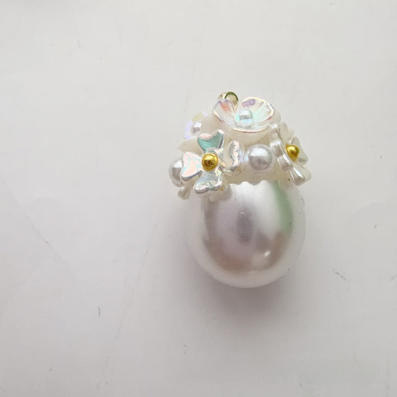 Handmade Imitation Pearl Flower Pendant, 1 PCS Package, Chinoiserie Style Jewelry Accessory From China