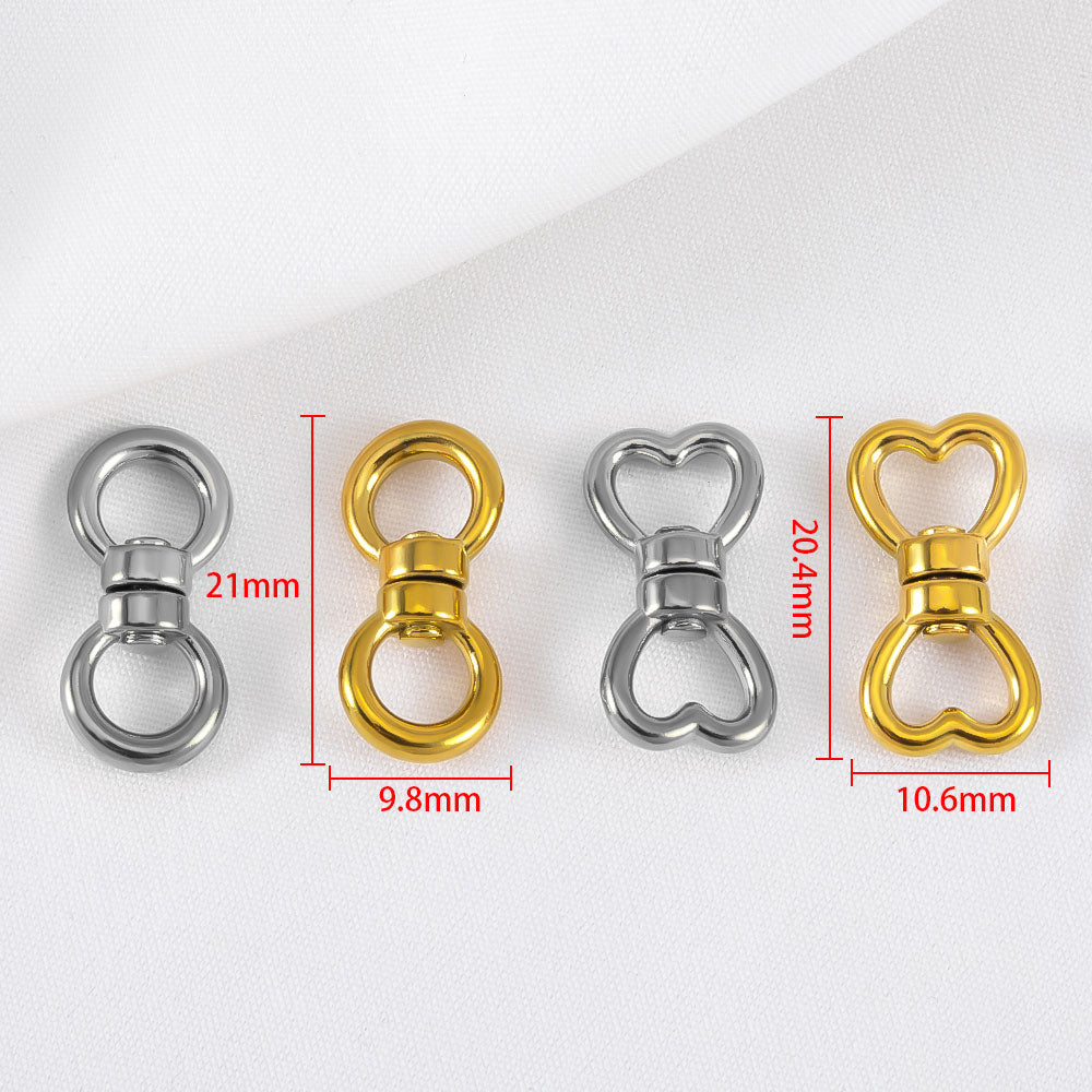 Heart Shape Jewelry Buckle Made Of 304 Stainless Steel With Electroplated Gold Plating Process, 1 PCS Per Package