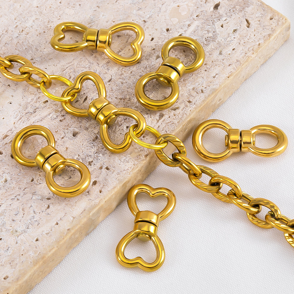 Heart Shape Jewelry Buckle Made Of 304 Stainless Steel With Electroplated Gold Plating Process, 1 PCS Per Package
