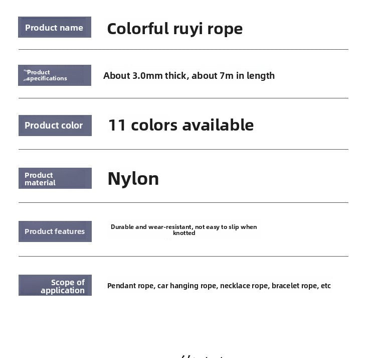 Handmade Nylon Braid Rope In Colour With 3mm Diameter, 3.0mm Thickness For Craft And Jewelry Accessories