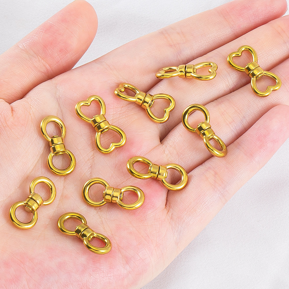Heart Shape Jewelry Buckle Made Of 304 Stainless Steel With Electroplated Gold Plating Process, 1 PCS Per Package