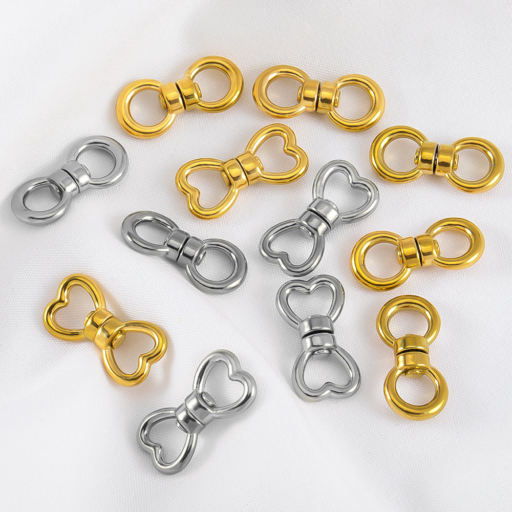 Heart Shape Jewelry Buckle Made Of 304 Stainless Steel With Electroplated Gold Plating Process, 1 PCS Per Package