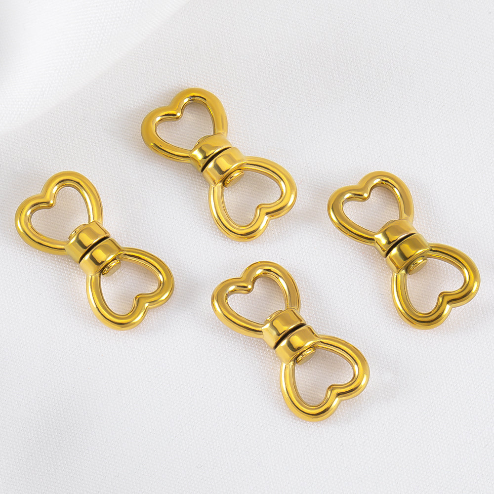 Heart Shape Jewelry Buckle Made Of 304 Stainless Steel With Electroplated Gold Plating Process, 1 PCS Per Package
