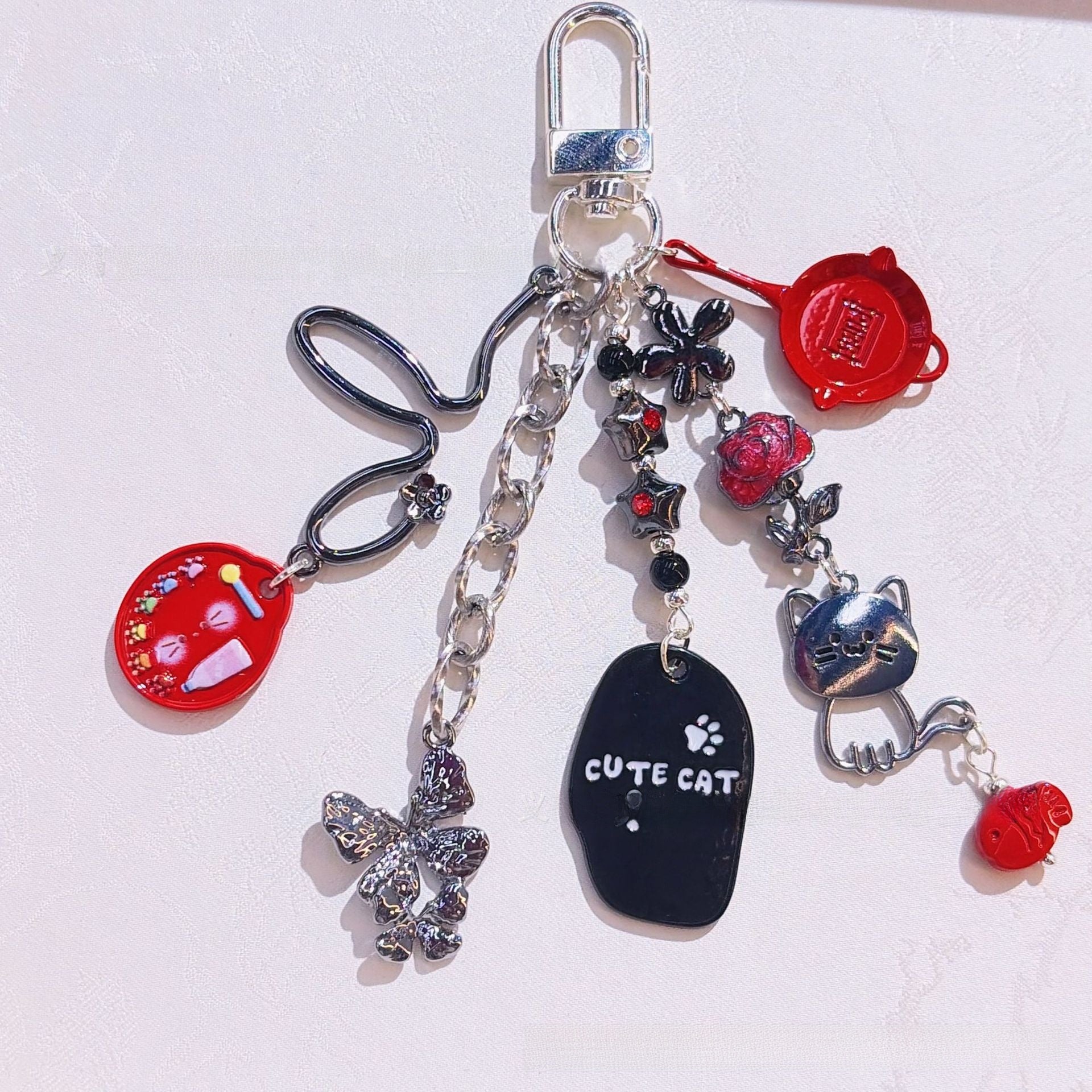 Cat Alloy Pendant With Stoving Varnish Featuring Multicolor Cartoon Style Jewelry Accessories