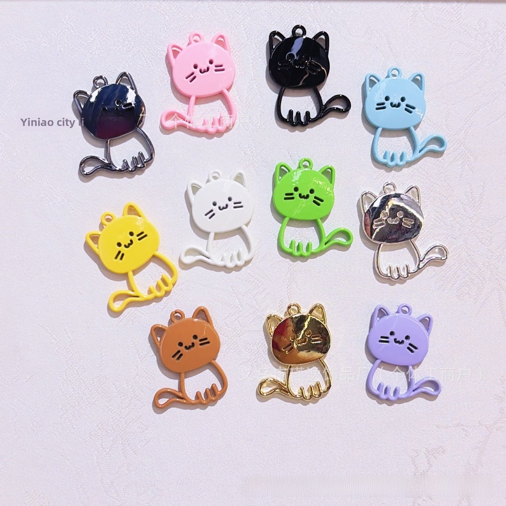 Cat Alloy Pendant With Stoving Varnish Featuring Multicolor Cartoon Style Jewelry Accessories