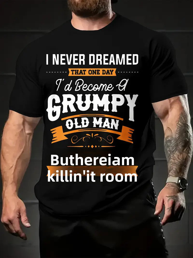 Men's Short Sleeve Cotton T-shirt With Printing, Pullover Style