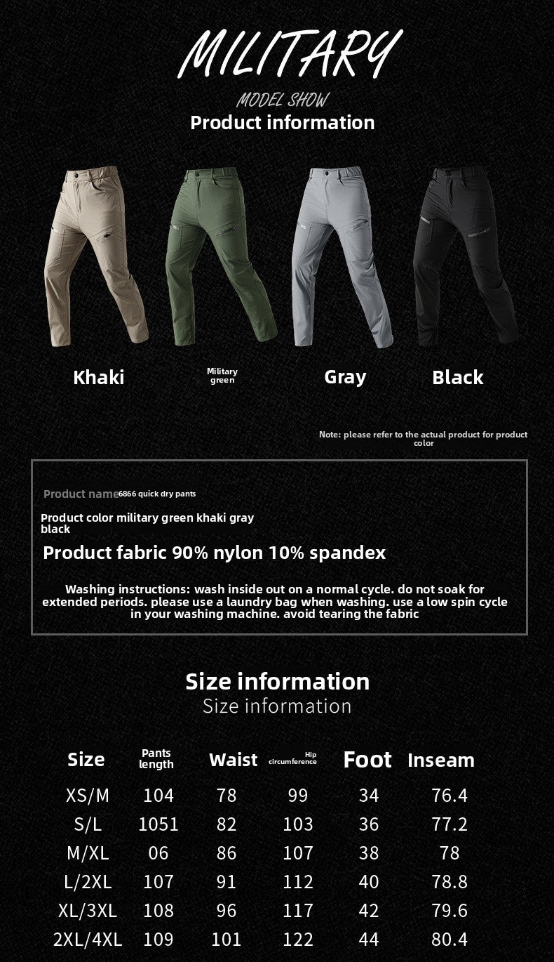 Men's Solid Color Cargo Pants In Full Length, Sport Style Outdoor Wear Featuring Nylon Fabric With Multiple Pockets