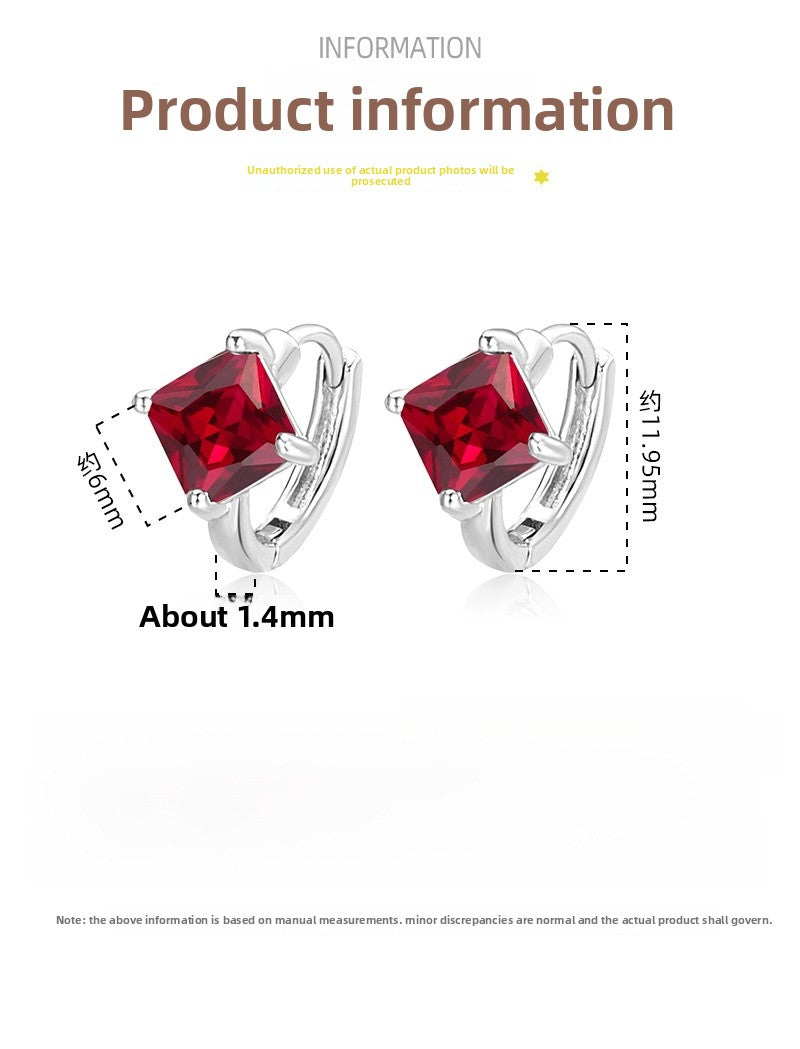 Geometric Silver Earrings For Women Featuring Copper Ear Pins And Zircon Inlay Material