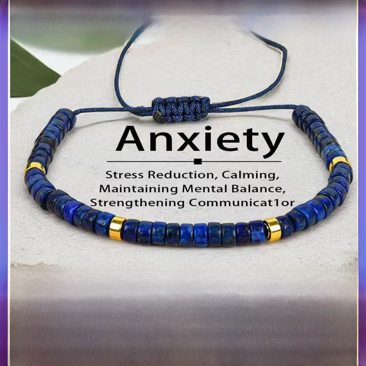Unisex Lapis Lazuli Circle Bracelets With Braid Craft Featuring Natural Stone And Rope Chain Material