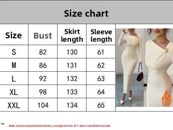 Elegant Solid Color V Neck Sheath Dress With Long Sleeve In Polyester Maxi Long Dress