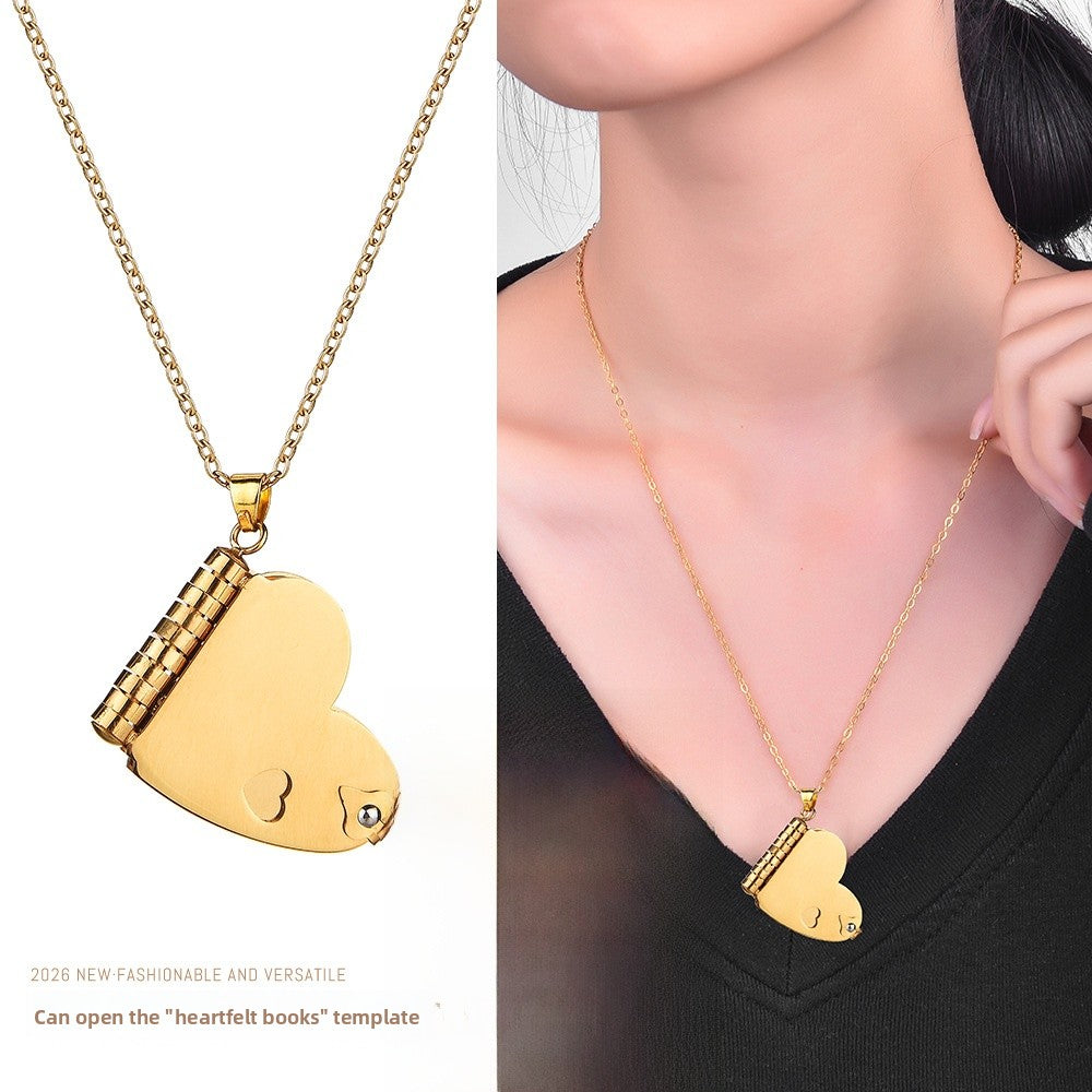 Heart Shape Pendant Necklace In Silver Featuring Titanium Steel Pendant Material With Cable Chain For Unisex