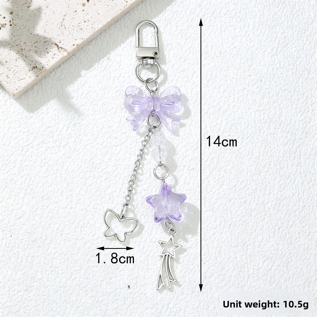 Christmas Purple Bow Tie Key Chain Made Of Acrylic, Festive Accessory For Holiday Season