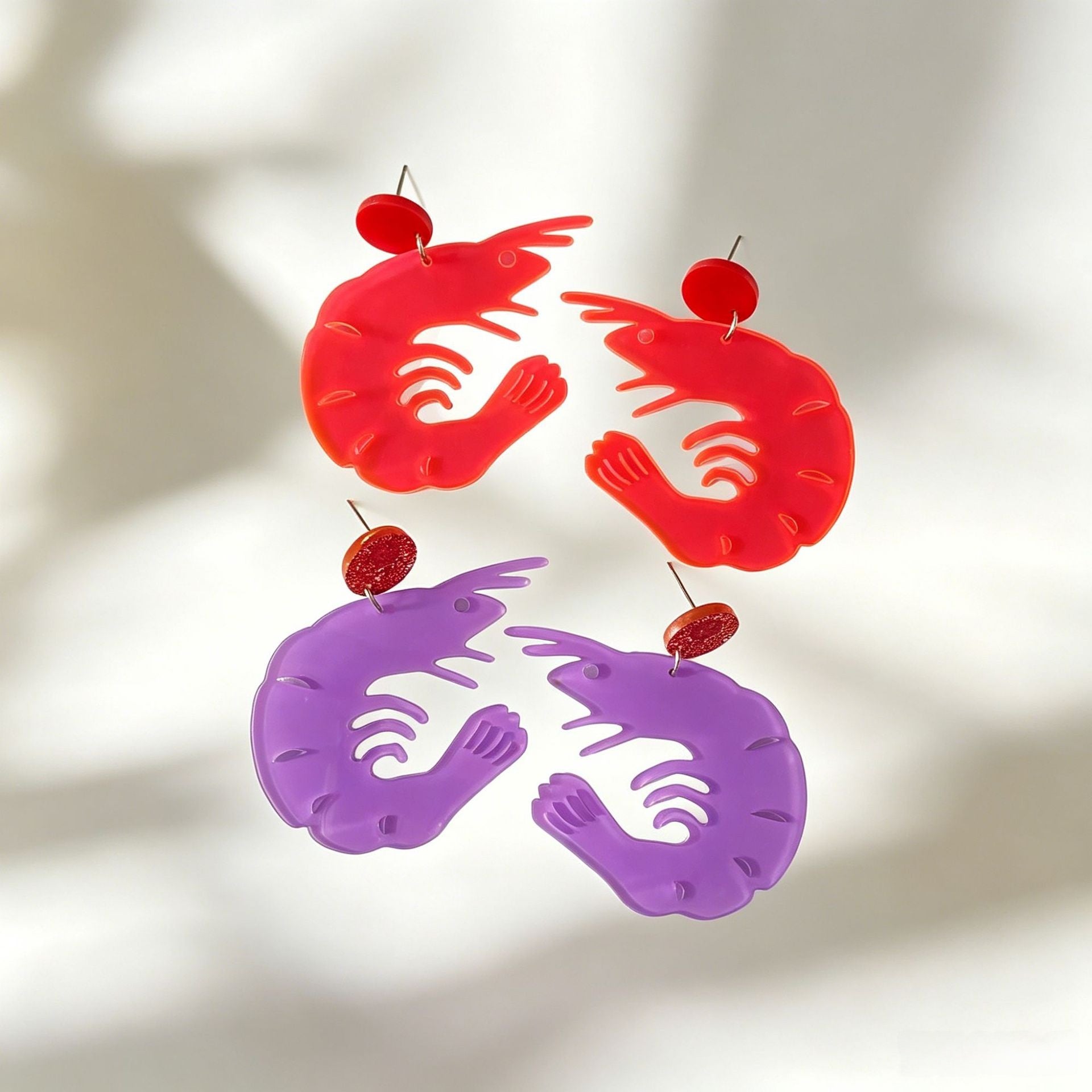 Exaggerated Lobster Earrings In Natural Pink Acrylic With Iron Ear Pins For Women
