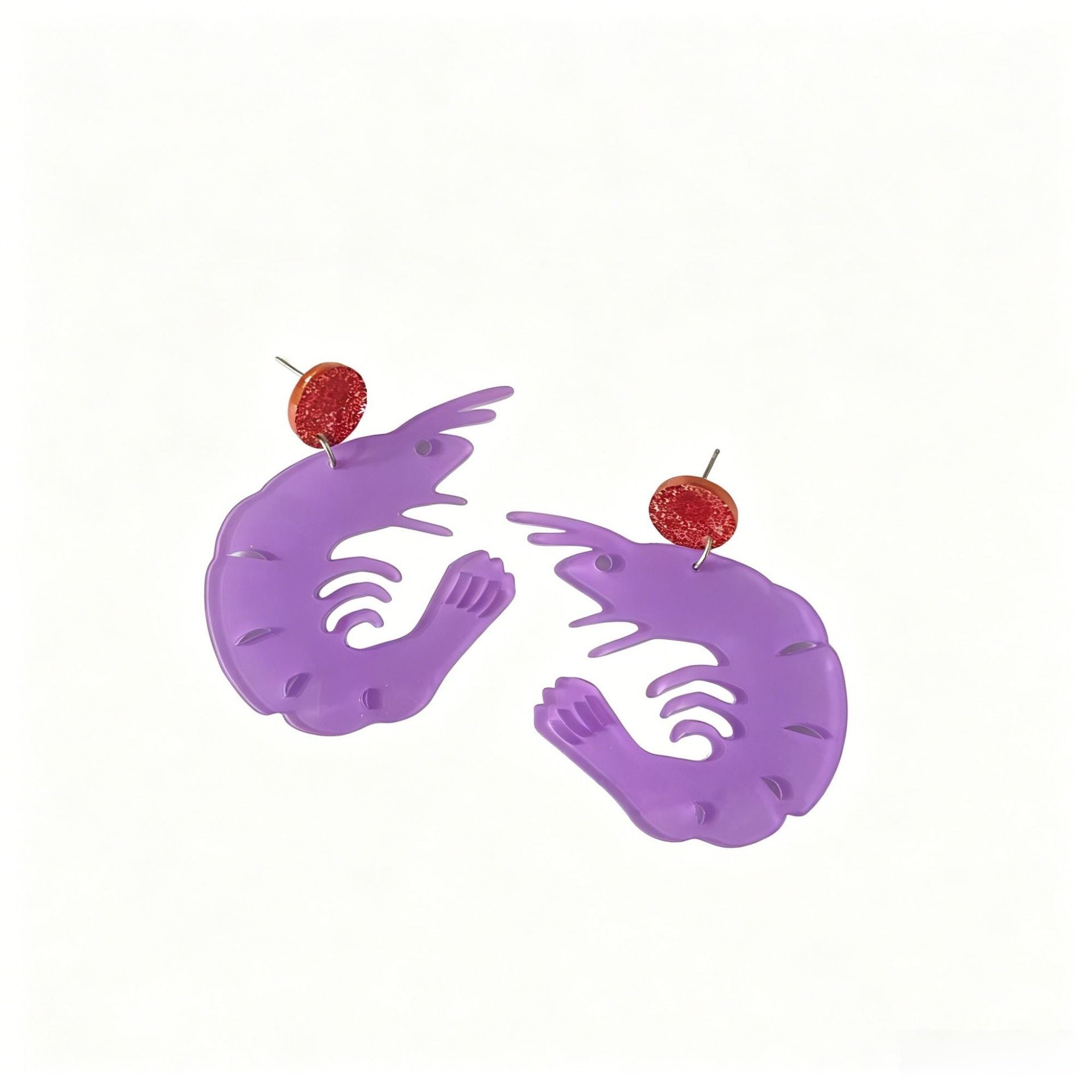 Exaggerated Lobster Earrings In Natural Pink Acrylic With Iron Ear Pins For Women