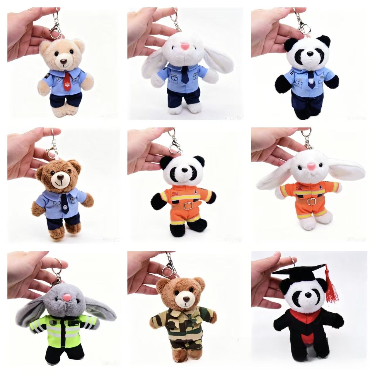 Cartoon Style Bear Plush Stuffed Animal Toy Keychain, Soft And Cuddly Plush Doll For Kids